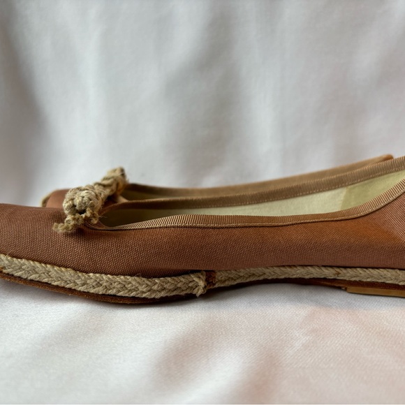 Copper colored canvas slip ons with square toe and rope detailing by FS NY - Picture 3 of 9